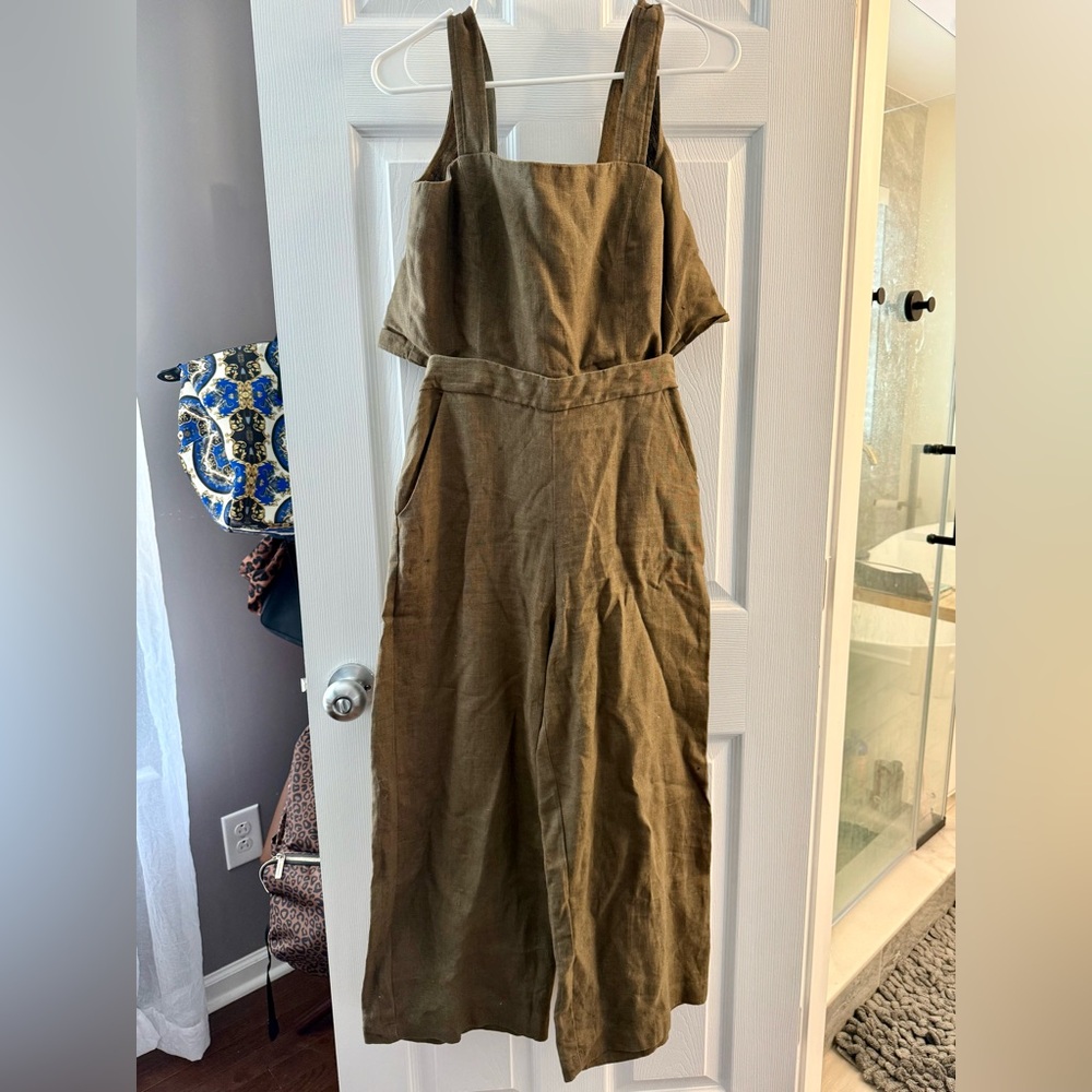 VETTA Olive Linen Top and Pant Set Size 2
